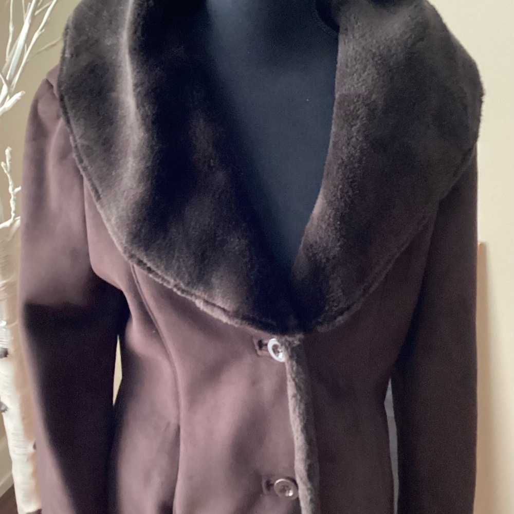 Marvin Richards Brown Teddy Jacket with Plush Fur Collar